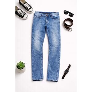 Being Human Mens Jeans 34x34 Slim Straight Blue Acid Wash Denim Stretch